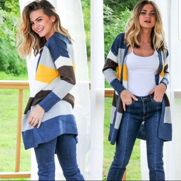 LAST 1! (S) Colorblock striped cardigan - Picture 3 of 5